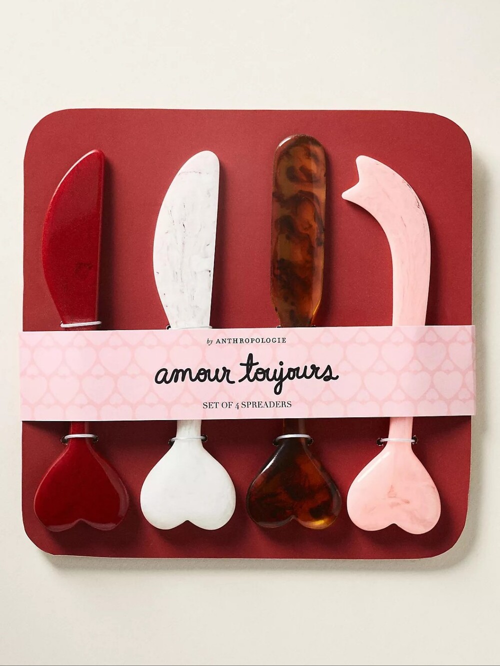 Anthropologie Heart Spreaders Set — Red, White, Amber, Pink